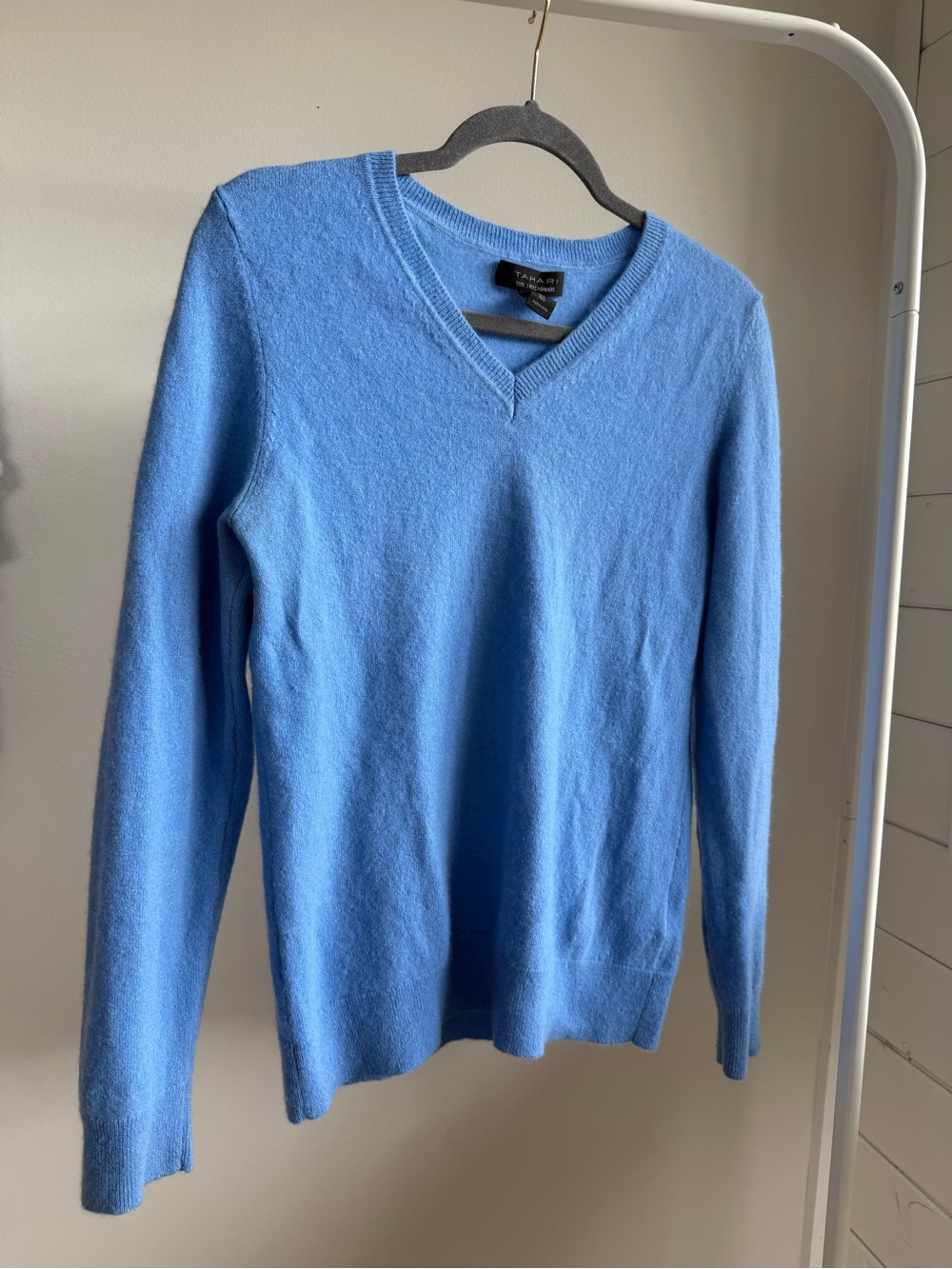 Vintage 100% 2-Ply Cashmere V-Neck Sweater Ocean Blue Women’s Large